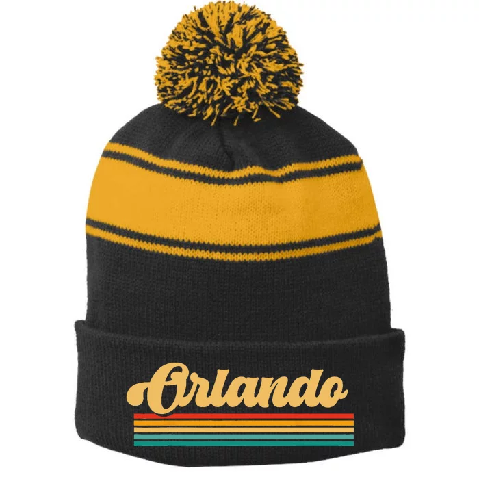 Orlando Florida Stripe Pom Pom Beanie