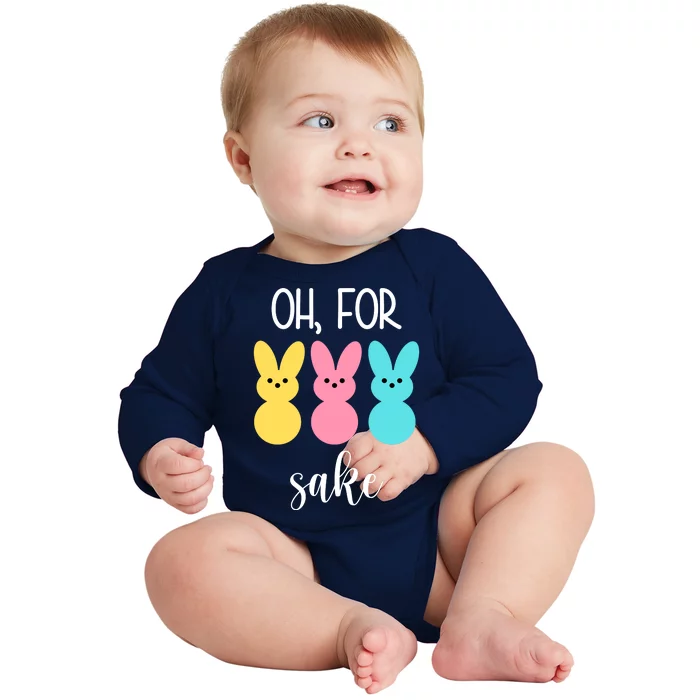 Oh For Peeps Sake Easter Funny Cute Baby Long Sleeve Bodysuit