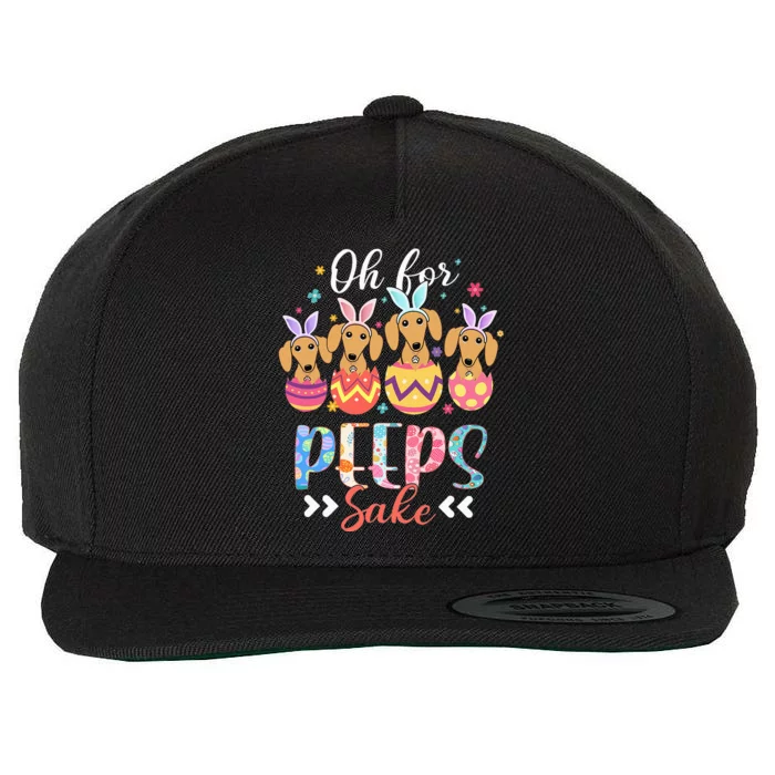 Oh For Peeps Sake Funny Easter Dachshund Bunny Ear Egg Wool Snapback Cap