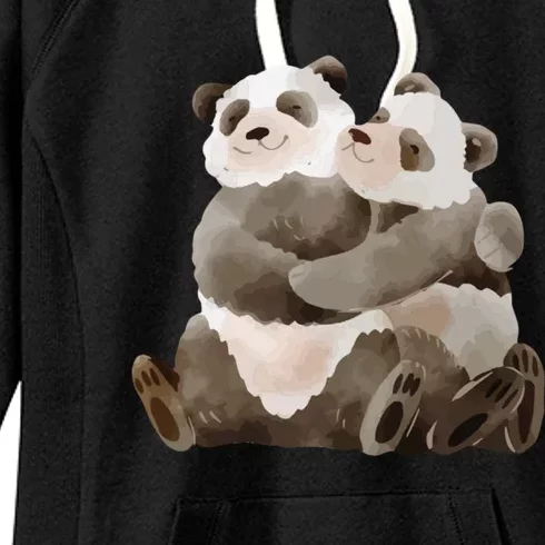 Outfit For Panda Fan: Cute Panda Couple In Watercolour Style Gift Women's Fleece Hoodie