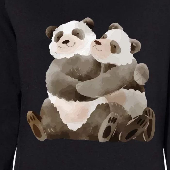 Outfit For Panda Fan: Cute Panda Couple In Watercolour Style Gift Womens California Wash Sweatshirt