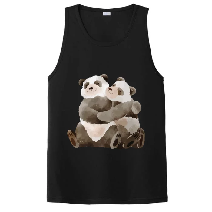 Outfit For Panda Fan: Cute Panda Couple In Watercolour Style Gift Performance Tank