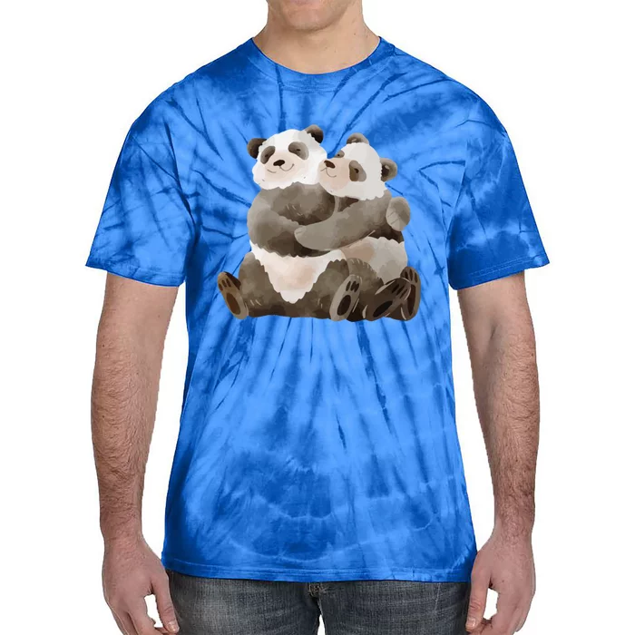 Outfit For Panda Fan: Cute Panda Couple In Watercolour Style Gift Tie-Dye T-Shirt