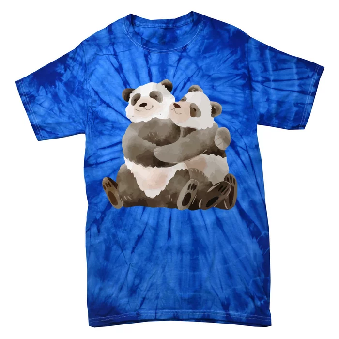 Outfit For Panda Fan: Cute Panda Couple In Watercolour Style Gift Tie-Dye T-Shirt