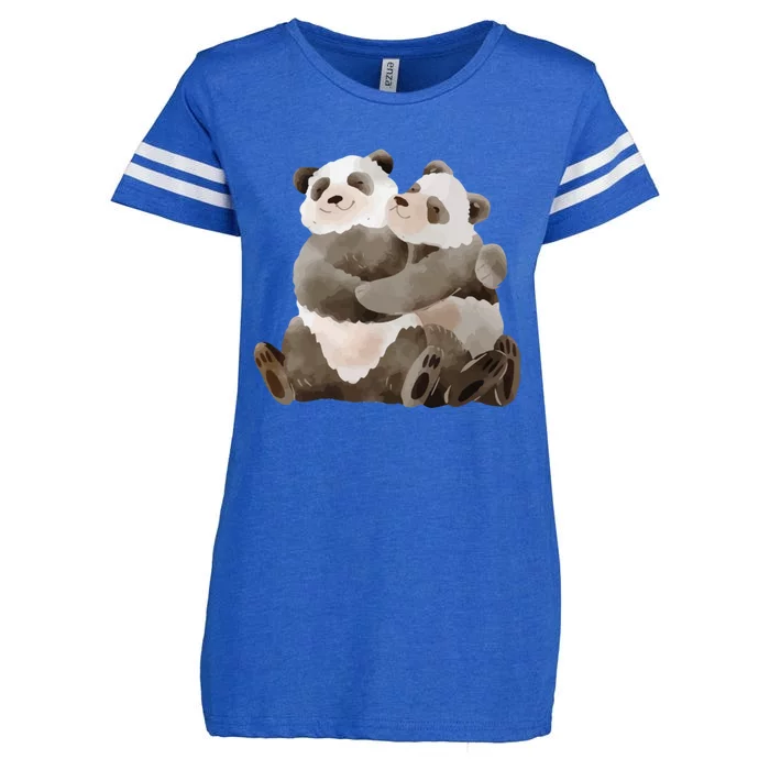 Outfit For Panda Fan: Cute Panda Couple In Watercolour Style Gift Enza Ladies Jersey Football T-Shirt