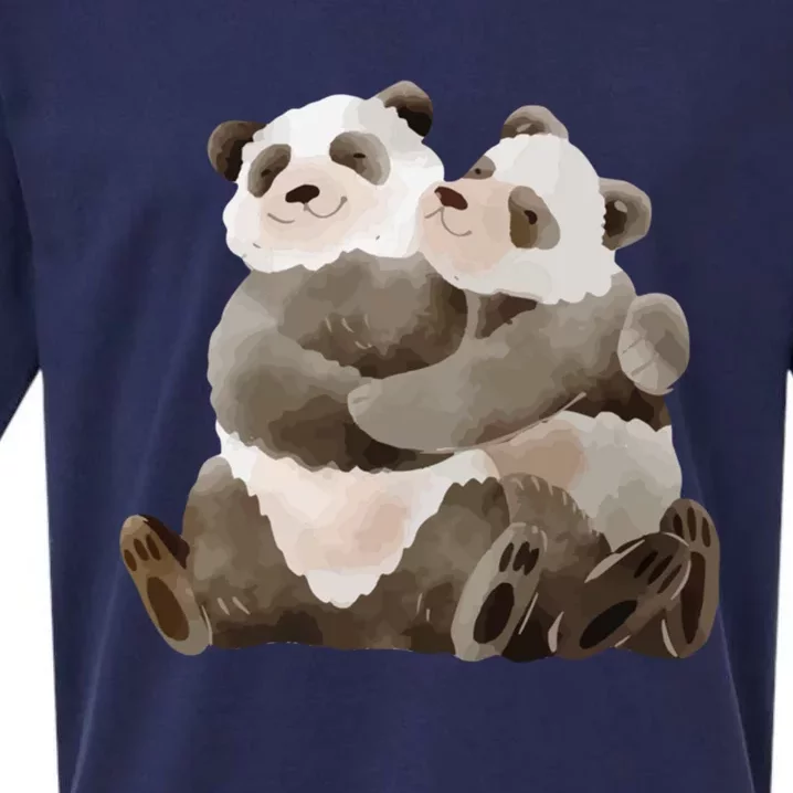 Outfit For Panda Fan: Cute Panda Couple In Watercolour Style Gift Sueded Cloud Jersey T-Shirt