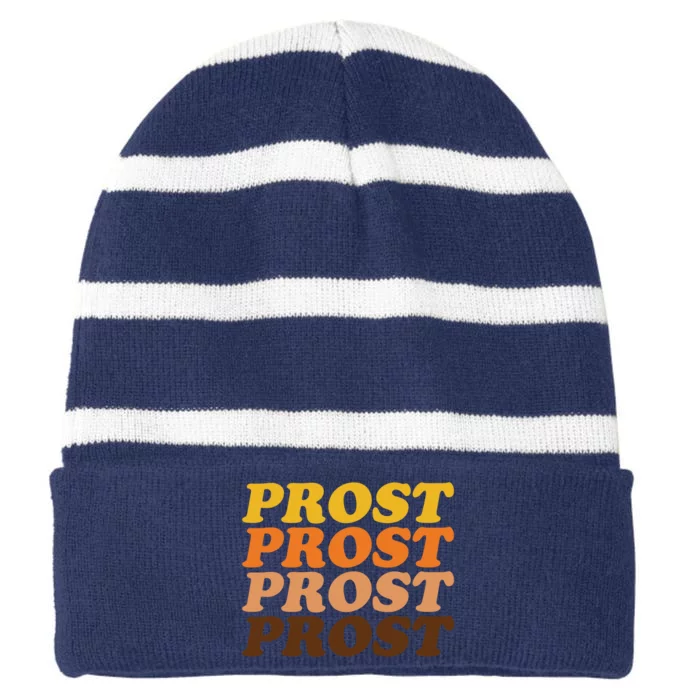 Oktoberfest Funny Prost Striped Beanie with Solid Band