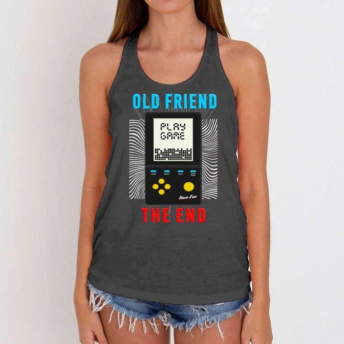 Old Friend Play Game The End Women's Knotted Racerback Tank