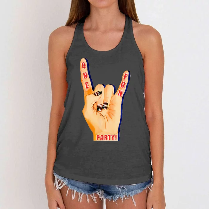 One. Fun. Party Women's Knotted Racerback Tank