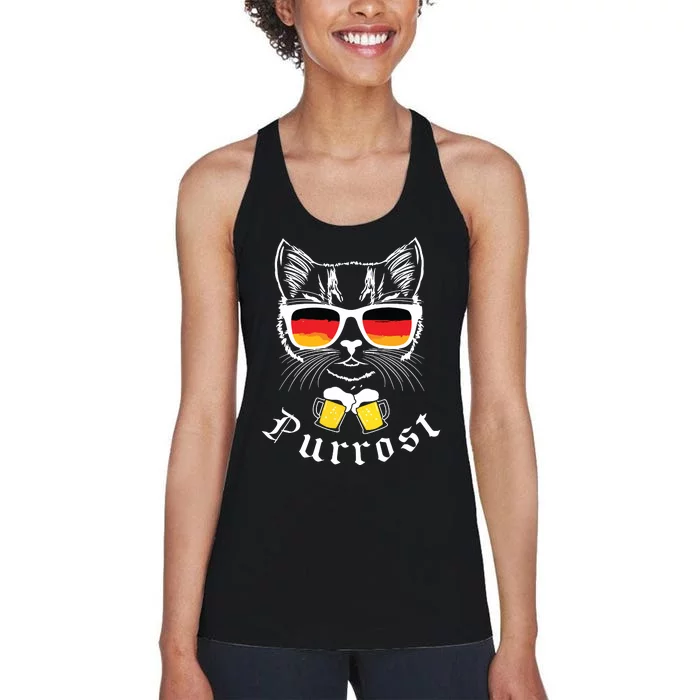 Oktoberfest Funny Prost Pun Purrost Cat Women's Racerback Tank