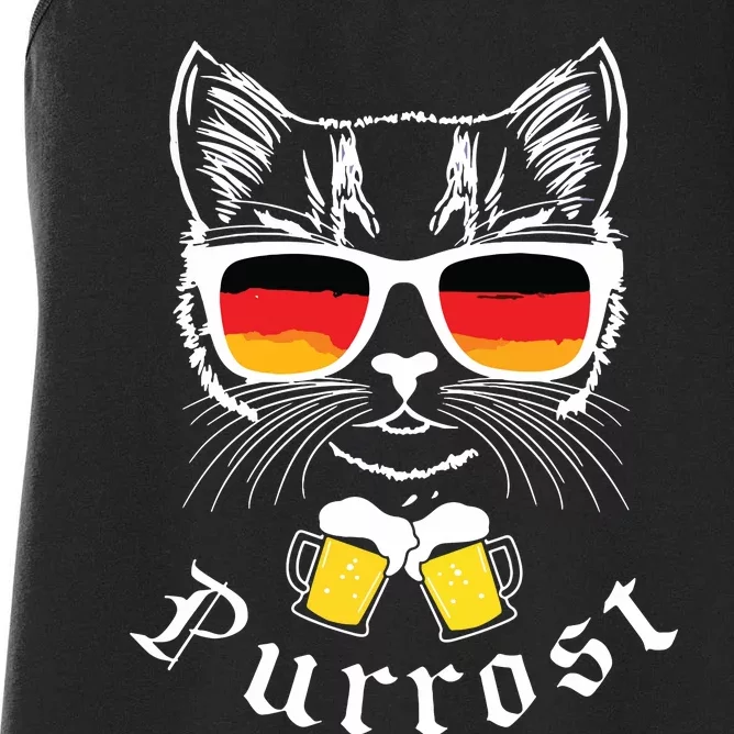 Oktoberfest Funny Prost Pun Purrost Cat Women's Racerback Tank