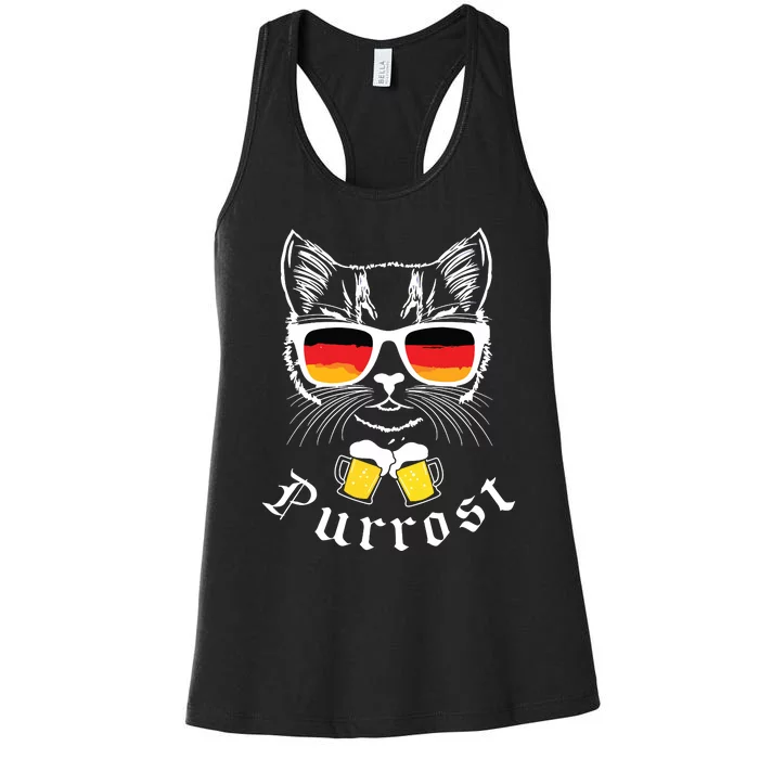 Oktoberfest Funny Prost Pun Purrost Cat Women's Racerback Tank