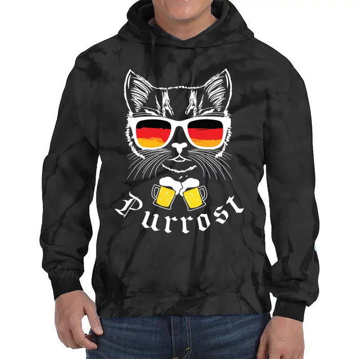 Oktoberfest Funny Prost Pun Purrost Cat Tie Dye Hoodie