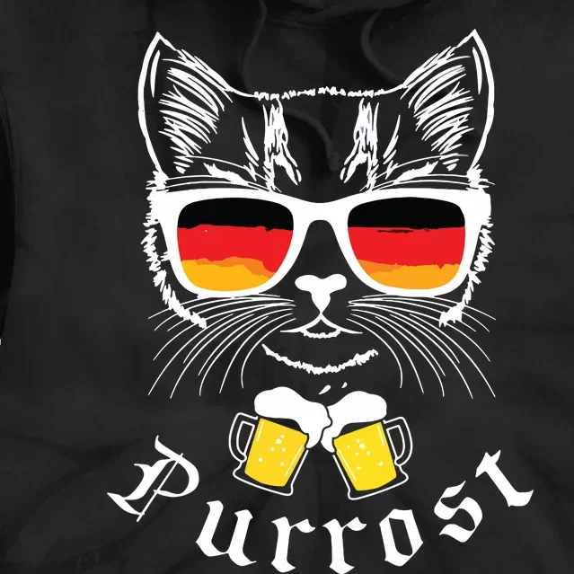 Oktoberfest Funny Prost Pun Purrost Cat Tie Dye Hoodie