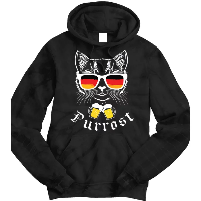 Oktoberfest Funny Prost Pun Purrost Cat Tie Dye Hoodie