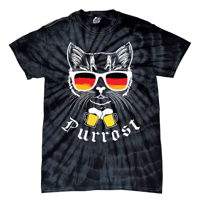 Oktoberfest Funny Prost Pun Purrost Cat Tie-Dye T-Shirt