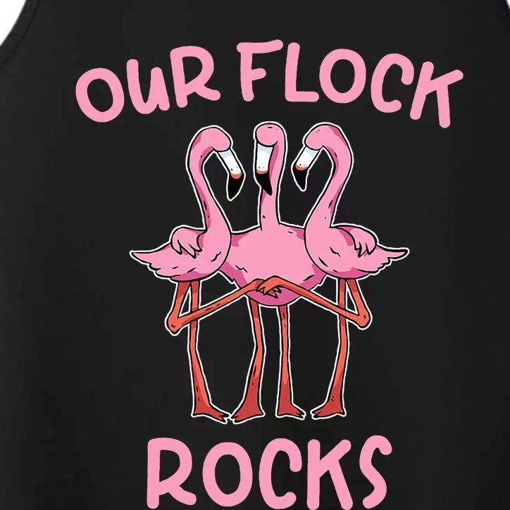 Our Flock Rocks Flamingo Matching Family Vacation Performance Tank