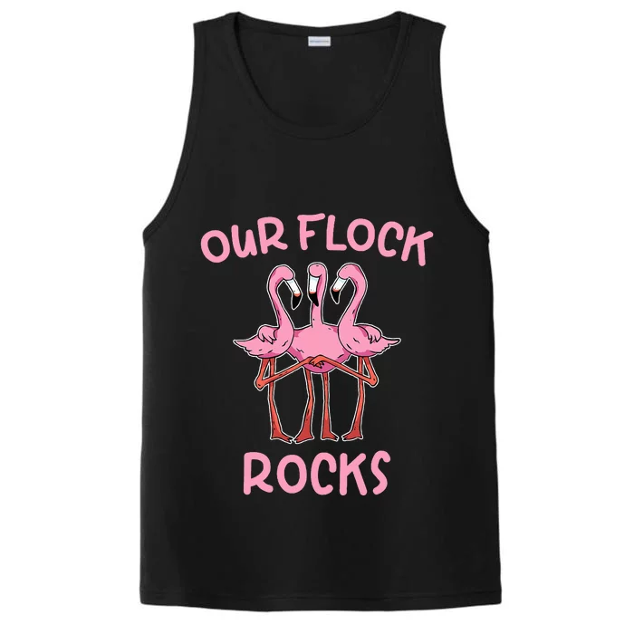 Our Flock Rocks Flamingo Matching Family Vacation Performance Tank