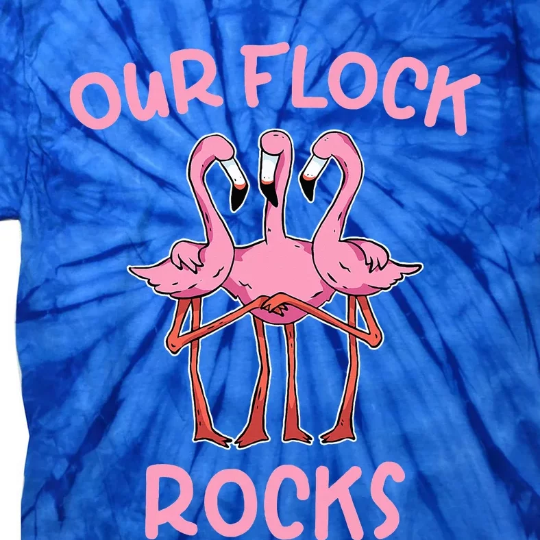 Our Flock Rocks Flamingo Matching Family Vacation Tie-Dye T-Shirt