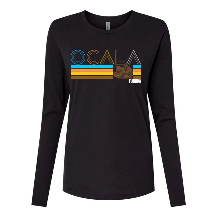 Ocala Florida Retro Womens Cotton Relaxed Long Sleeve T-Shirt