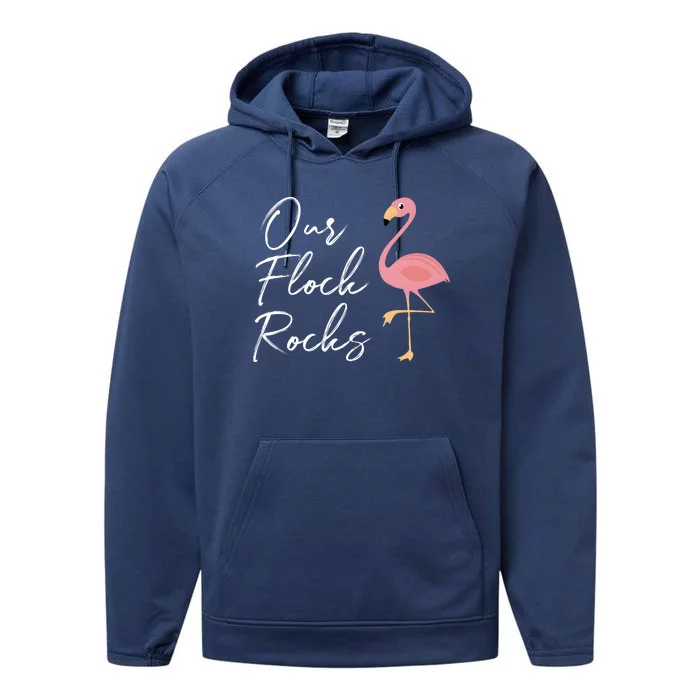 Our Flock Rocks Flamingo Lover Funny Cute Performance Fleece Hoodie