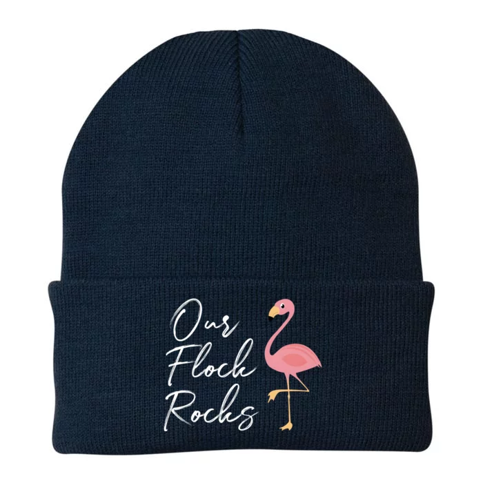 Our Flock Rocks Flamingo Lover Funny Cute Knit Cap Winter Beanie