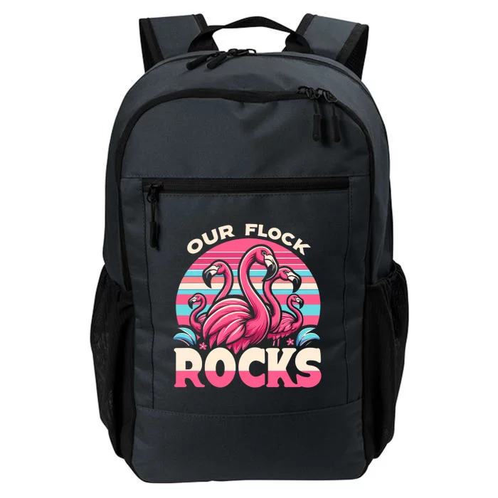 Our Flock Rocks Flamingos Lover Family Vacation Gift Daily Commute Backpack