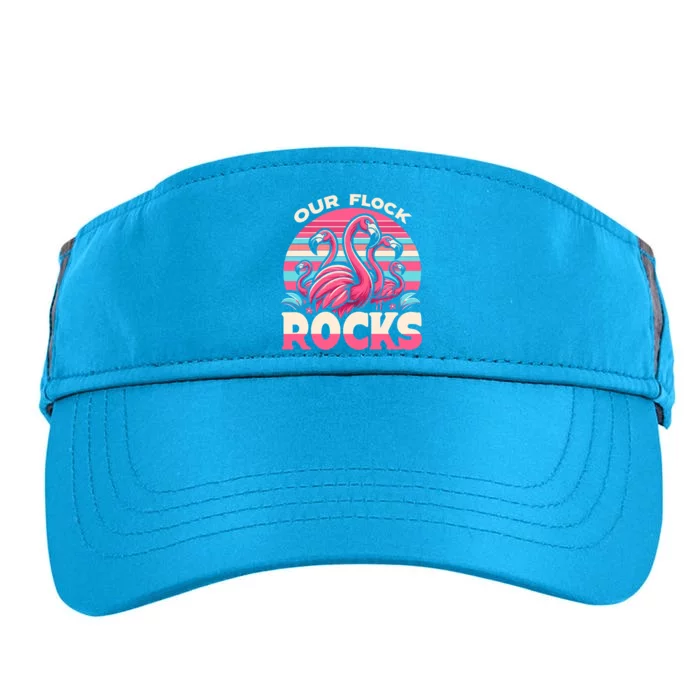 Our Flock Rocks Flamingos Lover Family Vacation Gift Adult Drive Performance Visor