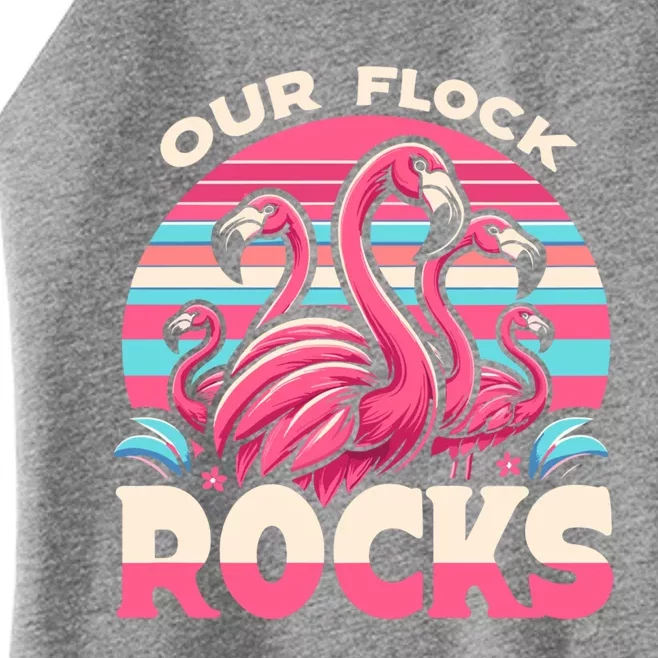 Our Flock Rocks Flamingos Lover Family Vacation Gift Women’s Perfect Tri Rocker Tank