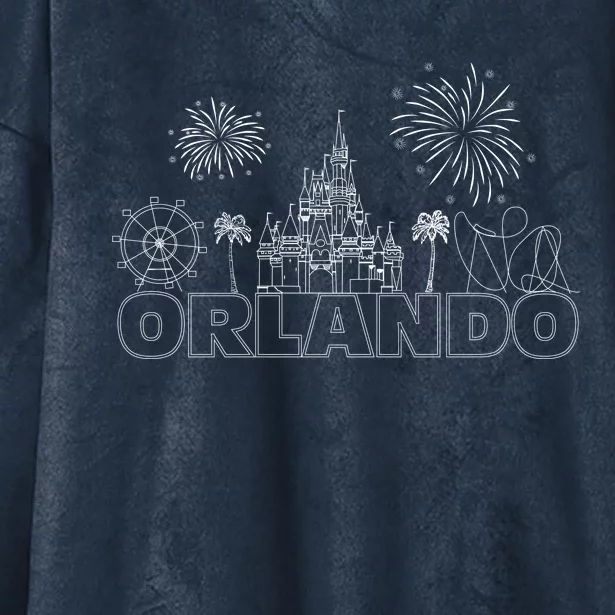 Orlando Florida Retroactive Skyline Hooded Wearable Blanket