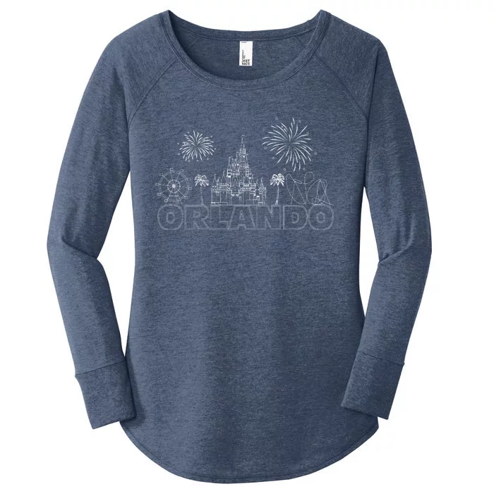 Orlando Florida Retroactive Skyline Women's Perfect Tri Tunic Long Sleeve Shirt