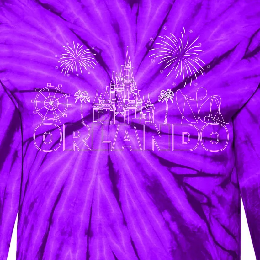 Orlando Florida Retroactive Skyline Tie-Dye Long Sleeve Shirt