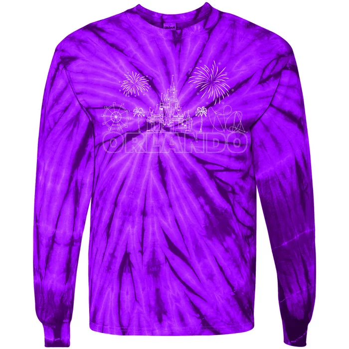 Orlando Florida Retroactive Skyline Tie-Dye Long Sleeve Shirt