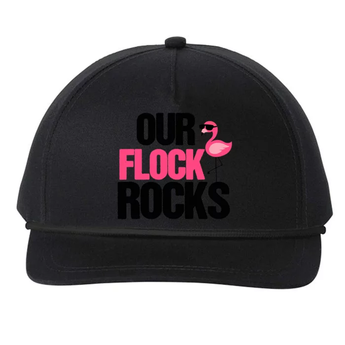 Our Flock Rocks Flamingo Mother's Day Teacher Gift Snapback Five-Panel Rope Hat