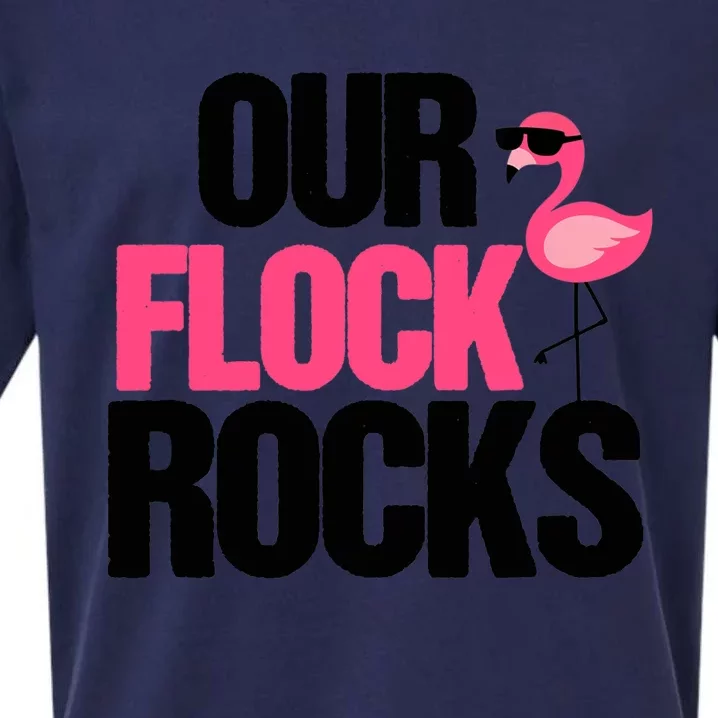 Our Flock Rocks Flamingo Mother's Day Teacher Gift Sueded Cloud Jersey T-Shirt