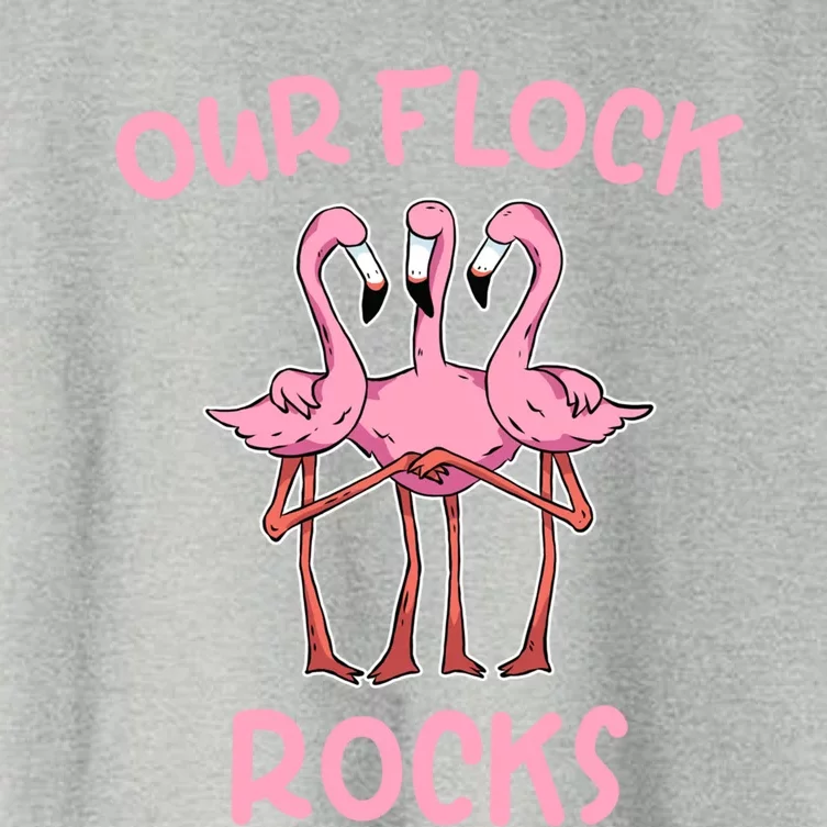 Our Flock Rocks Flamingo Matching Family Vacation Group Gift Women's Crop Top Tee