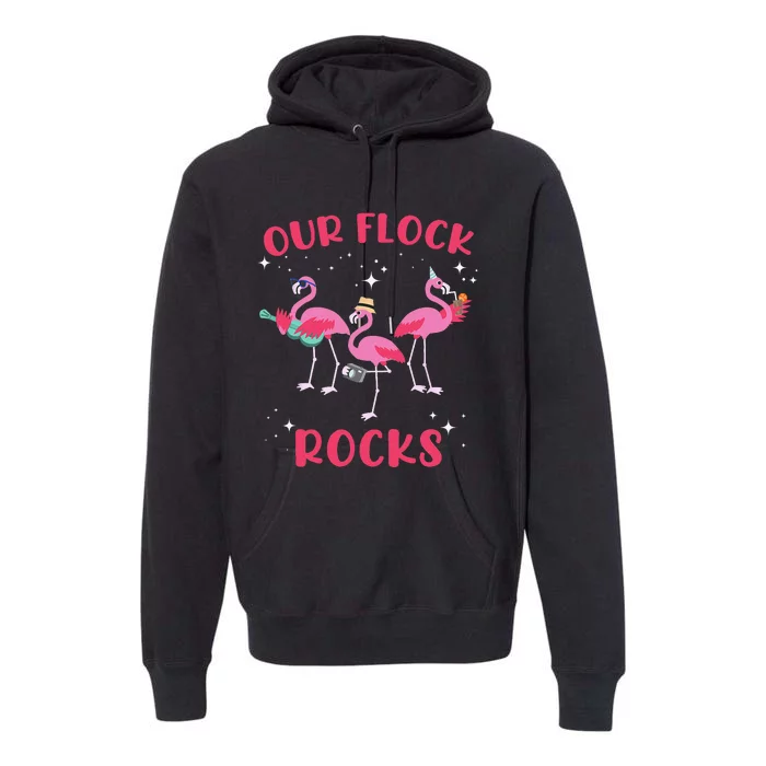 Our Flock Rocks Flamingo Matching Family Vacation Summer Premium Hoodie