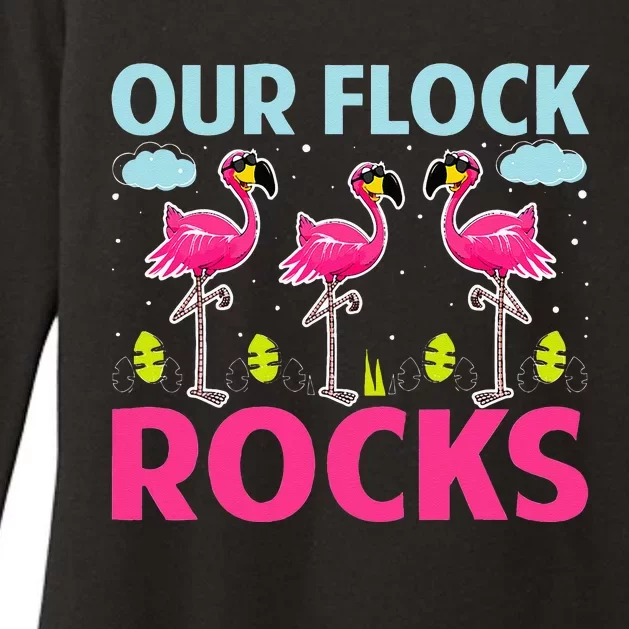 Our Flock Rocks Funny Flamingo Lover Womens CVC Long Sleeve Shirt