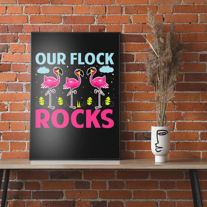 Our Flock Rocks Funny Flamingo Lover Poster