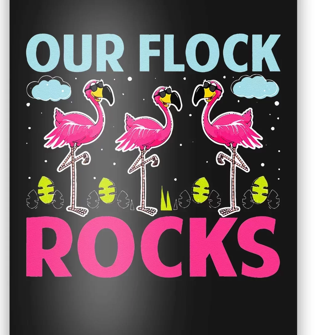 Our Flock Rocks Funny Flamingo Lover Poster