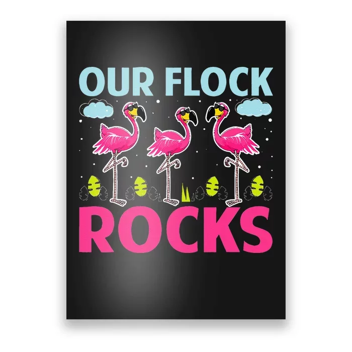 Our Flock Rocks Funny Flamingo Lover Poster