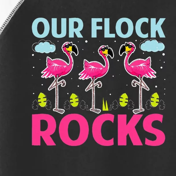 Our Flock Rocks Funny Flamingo Lover Toddler Fine Jersey T-Shirt