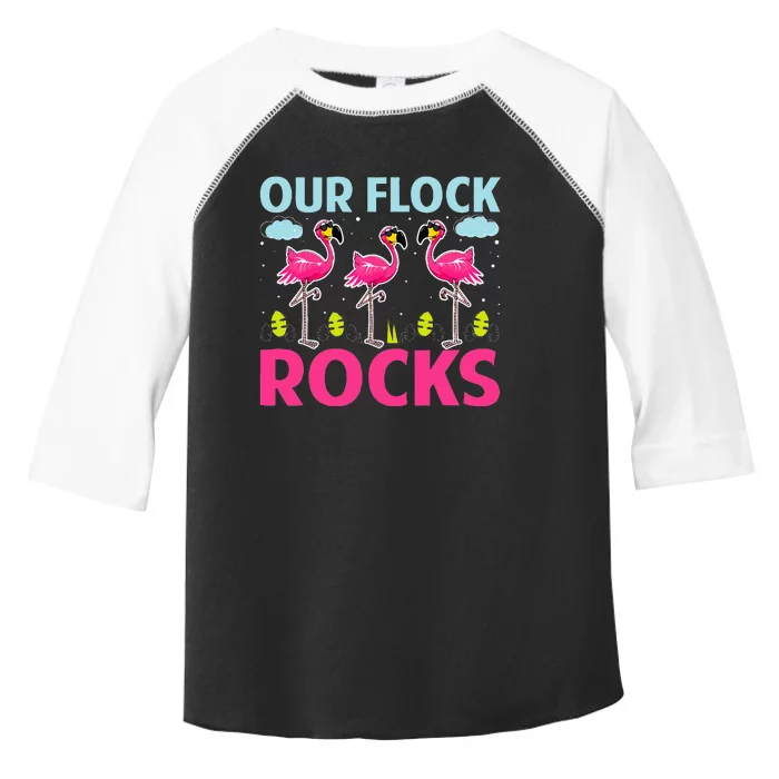 Our Flock Rocks Funny Flamingo Lover Toddler Fine Jersey T-Shirt