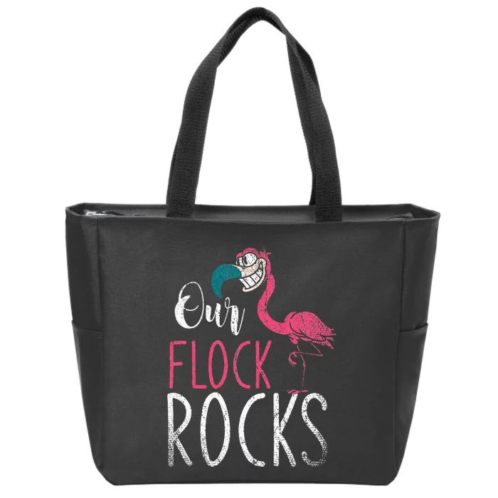 Our Flock Rocks Flamingo Zip Tote Bag