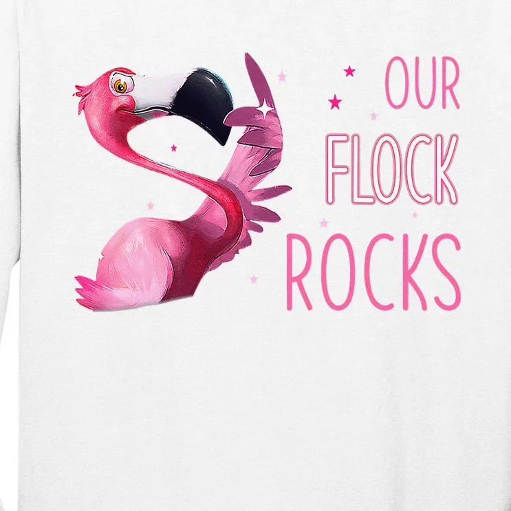 Our Flock Rocks Flamingo Mother's Day Funny Gift Tall Long Sleeve T-Shirt