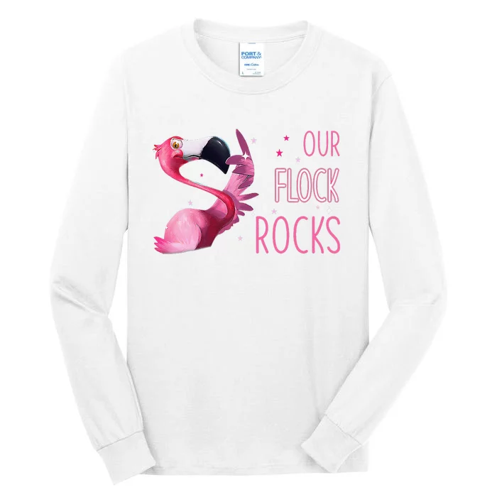 Our Flock Rocks Flamingo Mother's Day Funny Gift Tall Long Sleeve T-Shirt