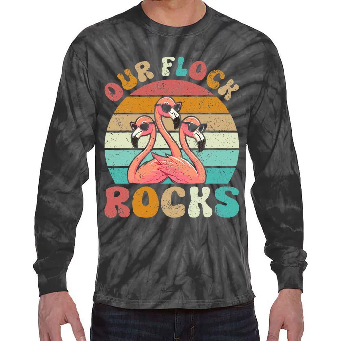 Our Flock Rocks Flamingo Matching Family Tie-Dye Long Sleeve Shirt