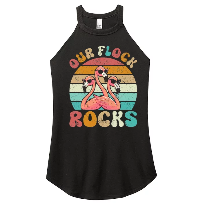 Our Flock Rocks Flamingo Matching Family Women’s Perfect Tri Rocker Tank