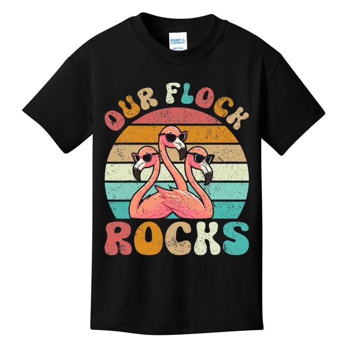 Our Flock Rocks Flamingo Matching Family Kids T-Shirt