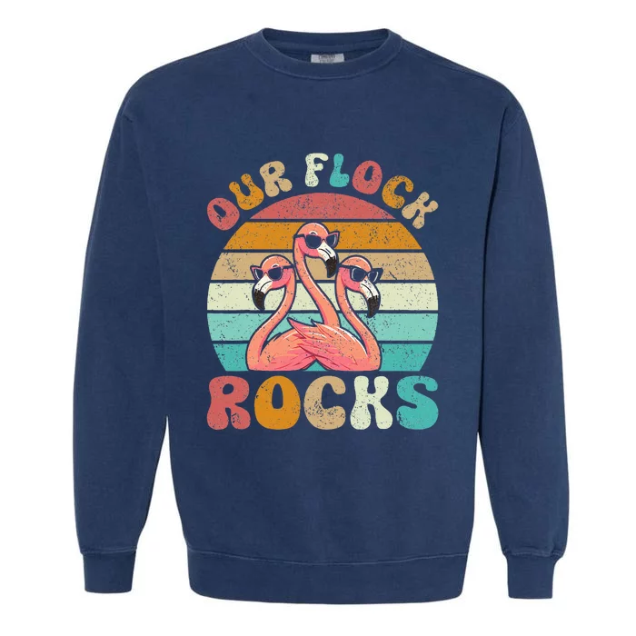 Our Flock Rocks Flamingo Matching Family Garment-Dyed Sweatshirt